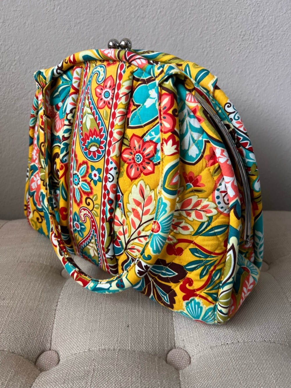 Vera Bradley Eloise Kisslock Purse - pattern “Provincial Yellow” yellow paisley